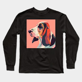 70s Basset Hound Vibes: Pastel Pup Parade Long Sleeve T-Shirt